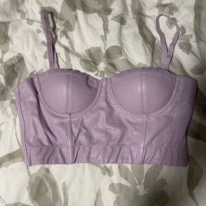 Fashion Nova faux leather lilac bustier corset top